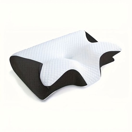 Ademvrij Hoofdkussen - Vlinderkussen - Zwart Anti Snurk - CPAP Kussen - Orthopedisch Traagschuim Nekkussen - Ergonomisch Vlinder Slaapkussen - Cervicaal Hoofdkussen - Memory Foam Voor Nekklachten - Comfortabel Bedkussen