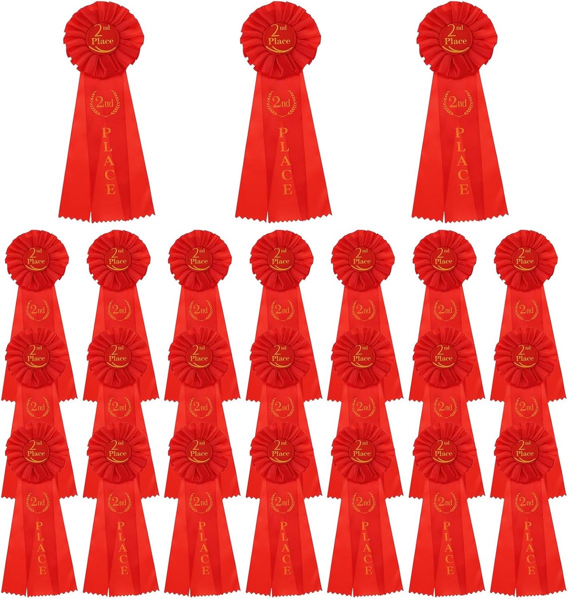 24 stuks awardlinten - 2e plaats winnaar - herkenning lint - prijslinten - deelname medaillelinten voor wedstrijd sportevenement - rood