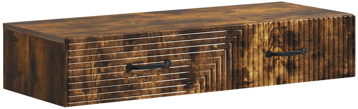 vidaXL Wandgemonteerde - Zijtafel - 87,5 - x - 34,5 - x - 17 - cm - Bewerkt - hout Gerookt eiken