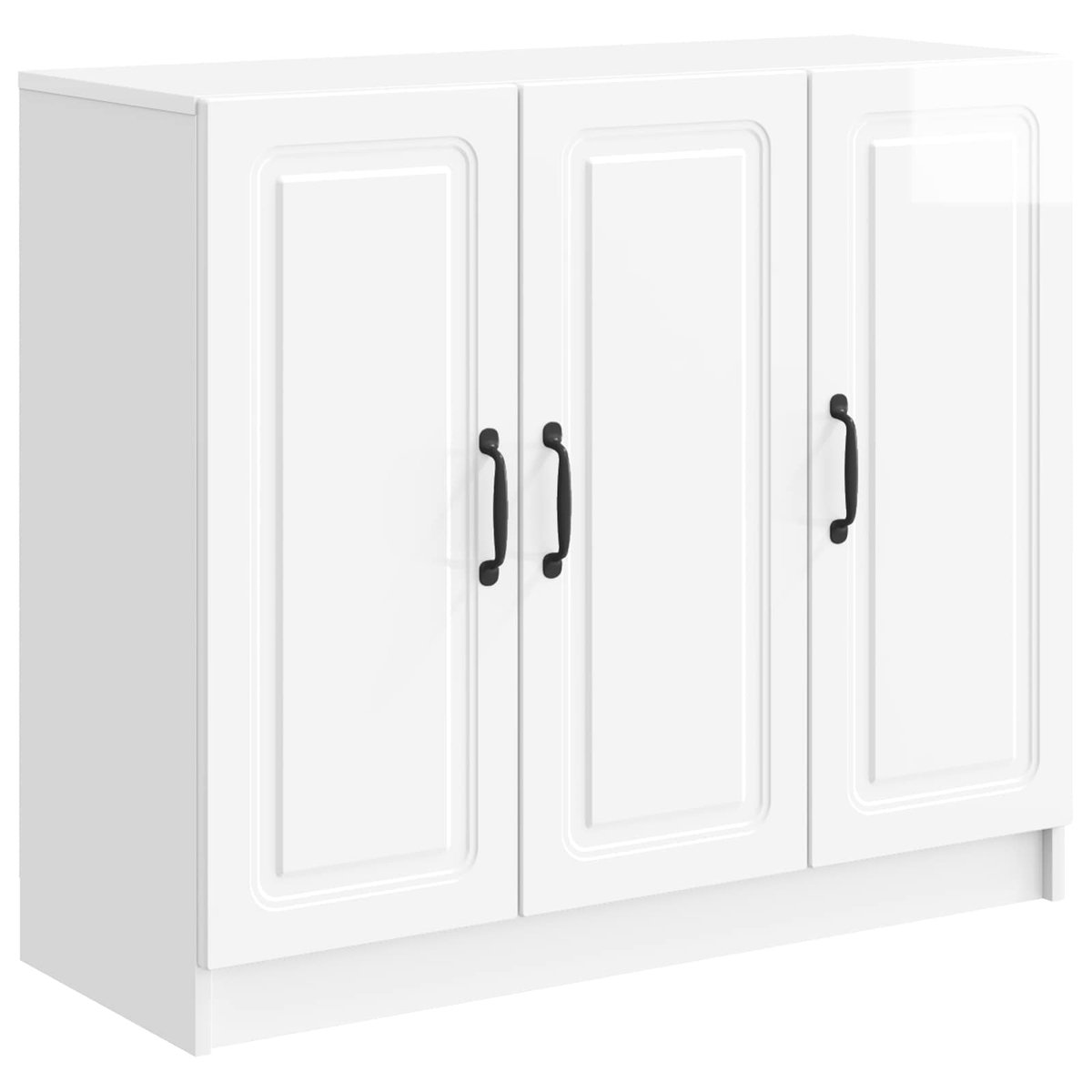 vidaXL - Dressoir - Hoogglans - Wit - 89 - x - 34,5 - x - 77 - cm - Bewerkt - hout