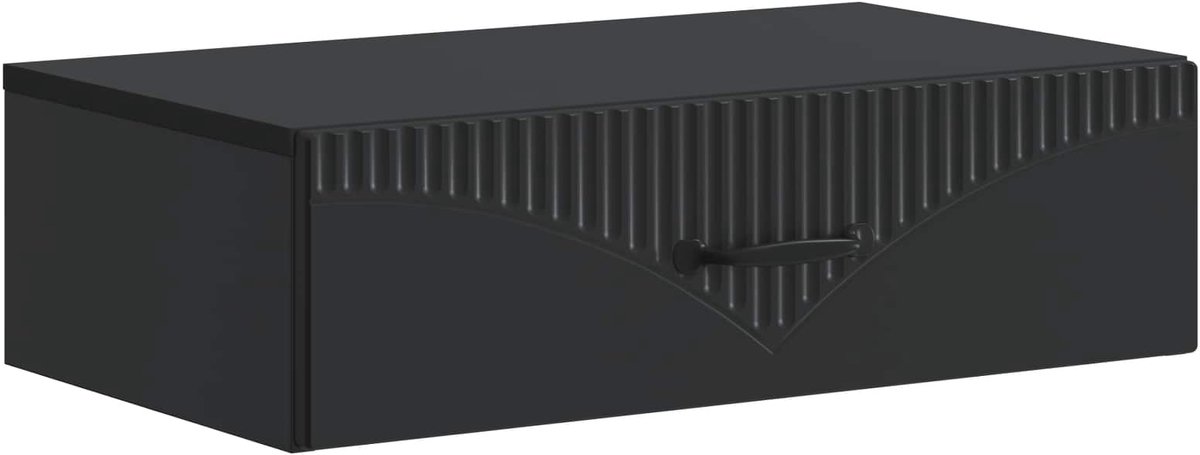 vidaXL Wandgemonteerde - Zijtafel - 59 - x - 34,5 - x - 17 - cm - Bewerkt - hout - Zwart