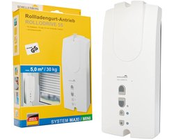 Schellenberg 22755 Elektrische opbouwbandoproller RolloDrive 55, aandrijving voor rolluiken tot 5 m² rolluikoppervlak, voor mini- en maxi-banden, maximale trekkracht 30 kg, aandrijving + timer, complete set