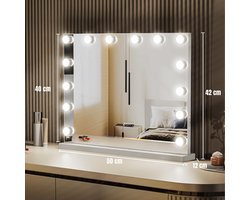 DYNA® Vanity Spiegel - Hollywood Spiegel - Bright Beauty Vanity Makeup Spiegel - Wit - 42cm x 50cm x 42cm