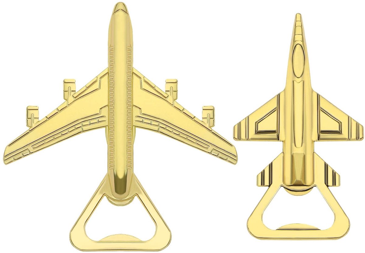 aladdien - Bierflesopener - Vliegtuigvormige en Fighter Flesopener - Goud - Creatieve Gadget - Perfect voor Piloten en Luchtvaartliefhebbers
