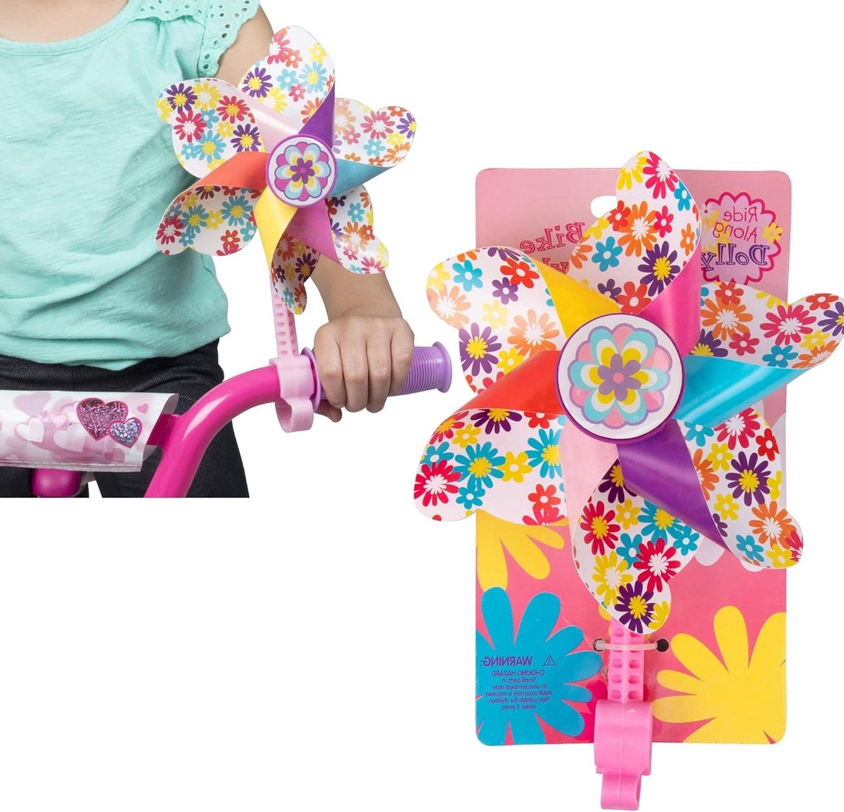 Fietsstuur Pinwheel - Bloem Spinner - Kinderfiets Versieren - Eenvoudige Bevestiging - 226 cm - Kleurrijk