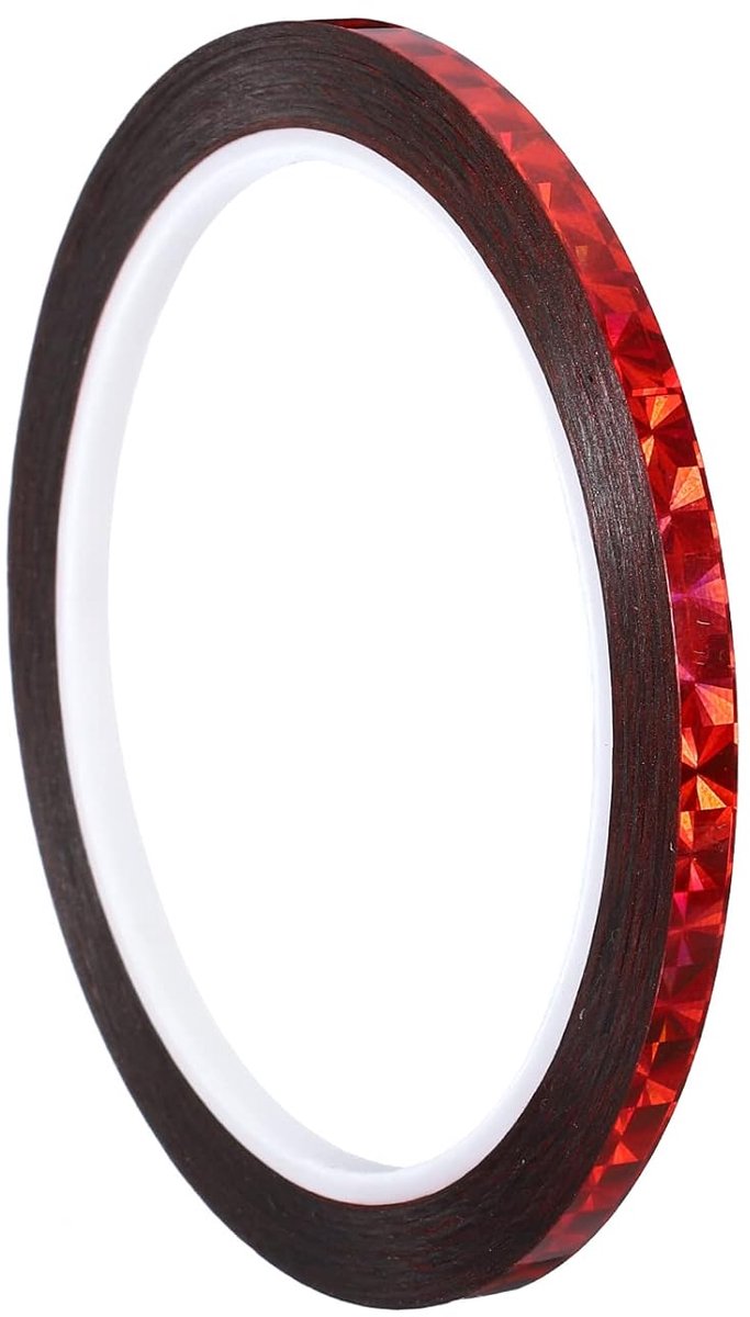 5mm x 50m Prism Tape - Holographic Reflective Adhesive - DIY Art Craft Wrapping Decoration - Rood