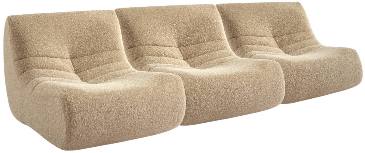 sweeek Set van 3 alpaca-effect stof fauteuils 1 zitplaats l 91 x b 105 x h 72cm - sokol Beige