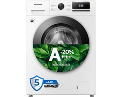 Heinner HWM-HME8014IVA20+++ Wasmachine - 8 kg - 1400 tpm - Energieklasse A-20% - Inverter Motor - Stoomfunctie met Allergy Steam & Baby Steam Care - 15 Programma's - Quick Wash 15 min - Wit - 5 Jaar Garantie