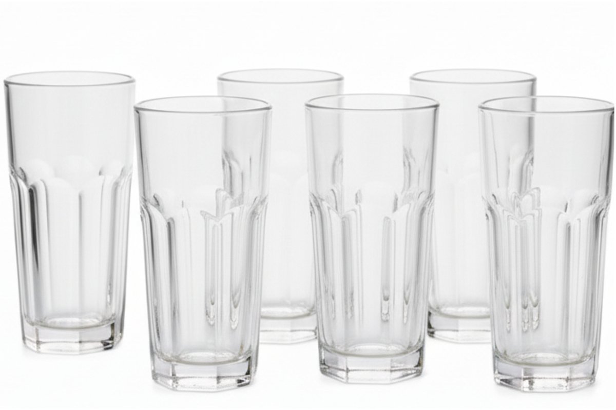 Uniglass Waterglas Marocco - 280 ml - waterglazen 6x stuks - drinkglazen - glas - H14,2 x D7 cm