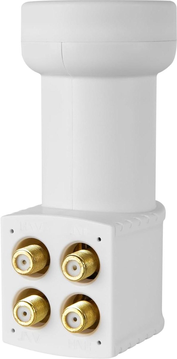 Satelliet Ontvanger - Quattro LNB - Ontvangen van Signalen - Vergulde Aansluitingen - 40mm - Wit
