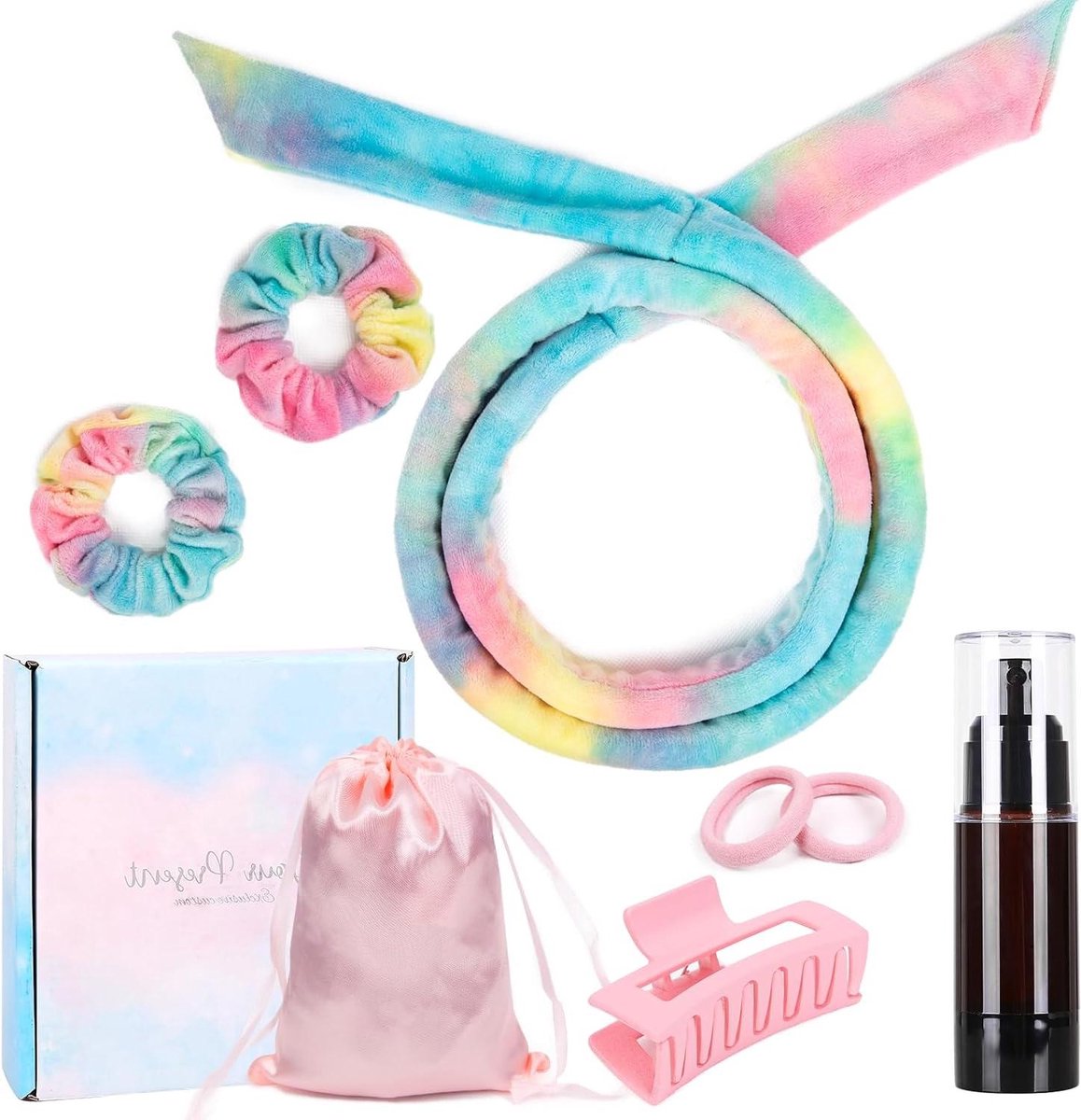 Krulspelden Hoofdband - Krullen Set - Haar Krullen - Warmtevrij Slapen - 155 cm Lang - Regenboog