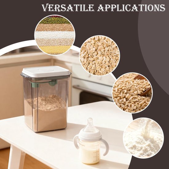 Melkpoeder opbergdoos 2300 ml Melkpoeder dispenser met lepel voor het bewaren van melkpoeder, peulvruchten en meel (Theekleurig 2300 ml) — afbeelding 5