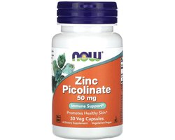NOW Foods NOW Foods Zinc Picolinaat 50 mg – 30 Vegetarische Capsules Zink Supplement – Immuunsysteem & Huid / Immune & Skin Support