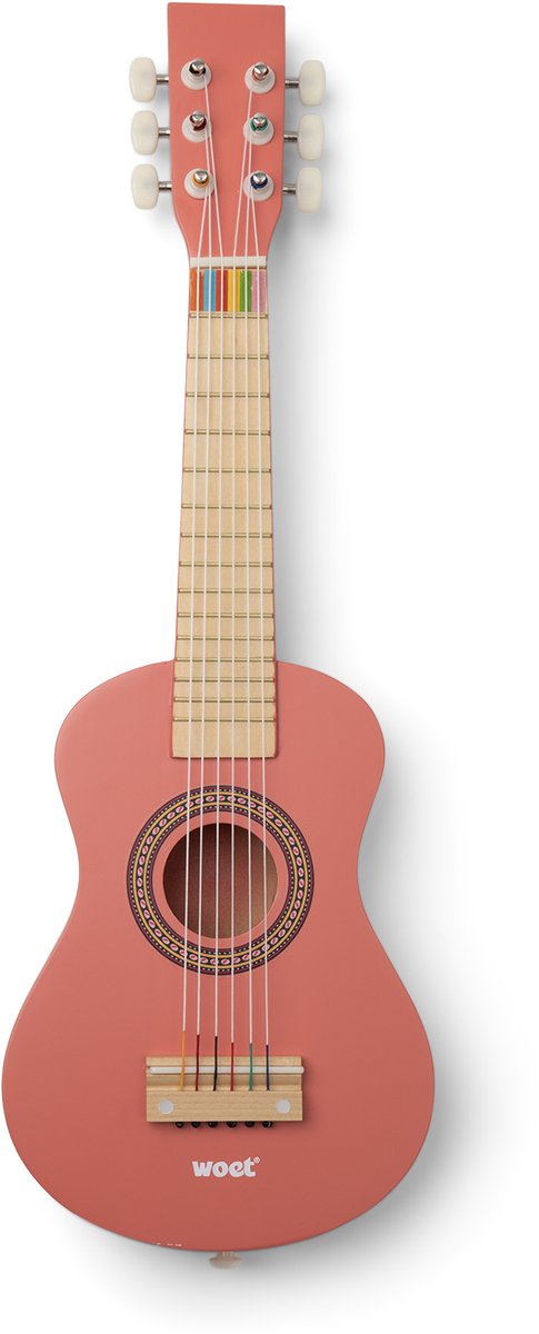 Woet® Houten Speelgoedgitaar met Draagriem - Rood - Speelgoedinstrument - Mijn eerste Gitaar Inclusief Muziekboekje - Speelgitaar voor Kinderen - Vanaf 3 jaar — afbeelding 5