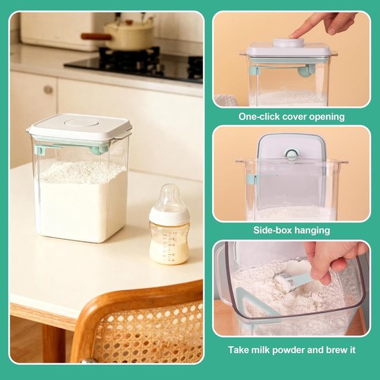 2300ml melkpoederdispenser - Draagbare melkpoederbewaardoos met maatschepje - Verzegelde melkpoederdispenser - Melkpoedercontainer - Uitneembare eiwitpoederbewaardoos - Type A — afbeelding 2
