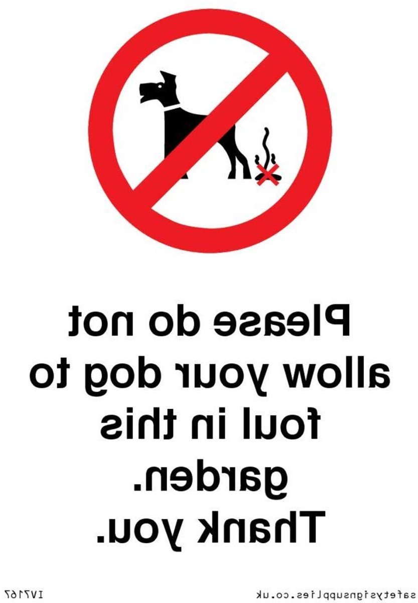 Hond Vuildoorgang Bord - Tuin Waarschuwingsbord - Hondengedrag Reguleren - Stevig Plastic 3mm - 10x7.5 cm - Wit