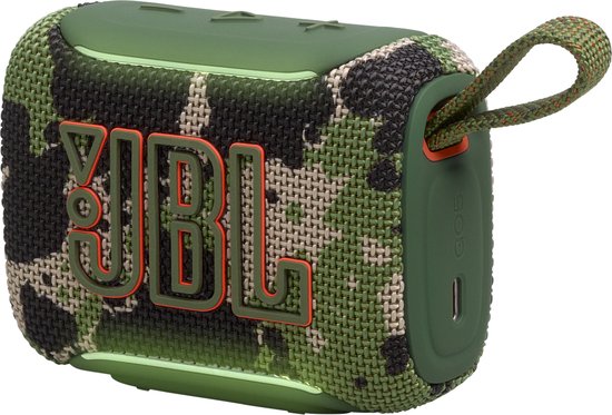 JBL Go 5 - Draadloze Bluetooth Mini Speaker – Voor Onderweg en Thuis – Sfeerverlichting - Draadloos Muziek Box – Boxje - 10 uur - IP68 - Waterdicht - Squad - Camouflage - Groen