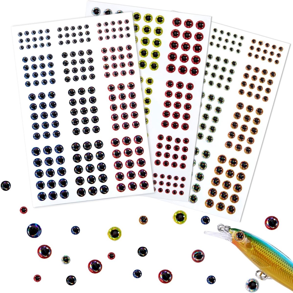 Realistische holografische 3D visogen - Zelfklevende kunstmatige ogen voor visserij, DIY vliegmaterialen, 549 stuks in 3/4/5/6mm