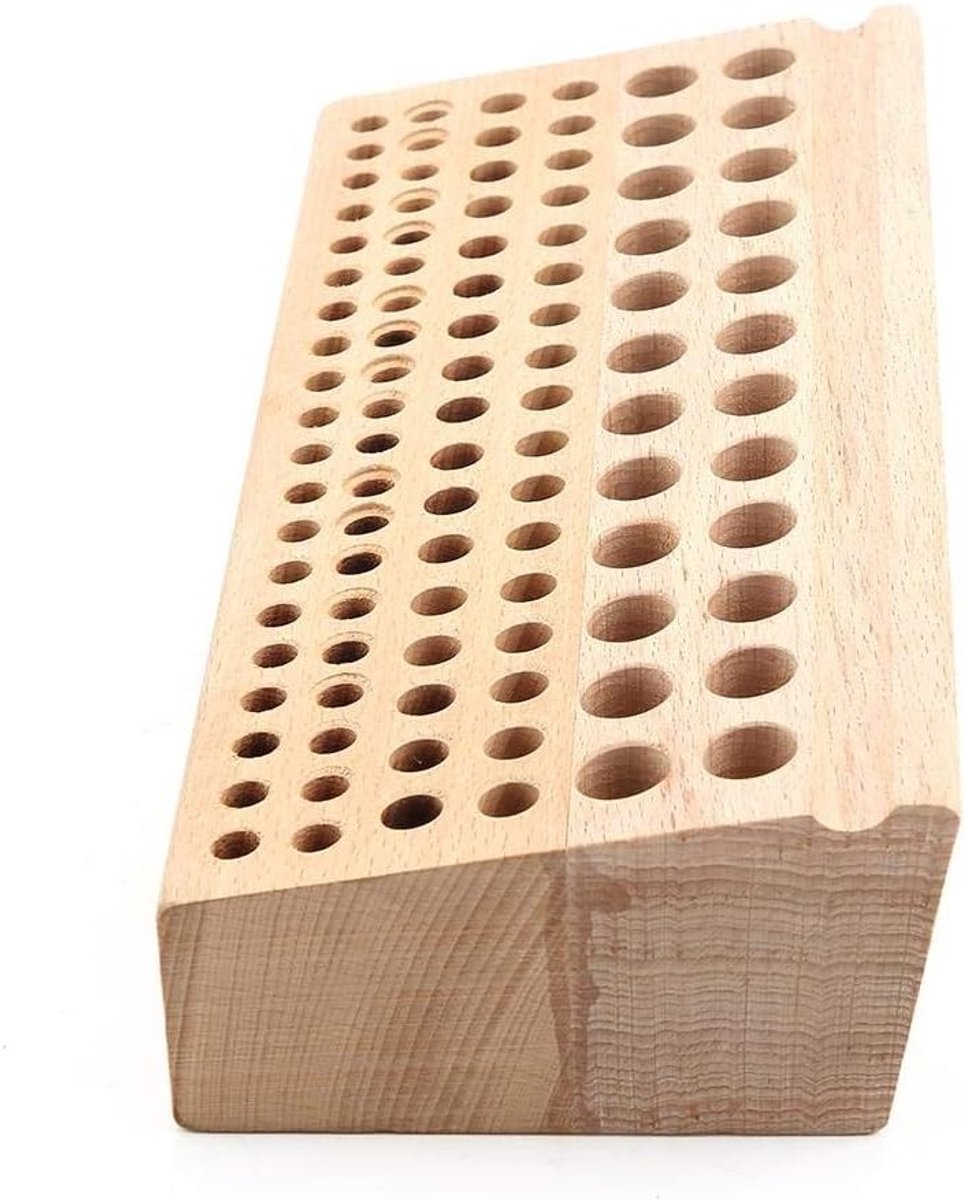 Houten Organizer voor Leren Gereedschap met 98 Gaten - Ideaal voor Punch Tools en Crafting Accessoires