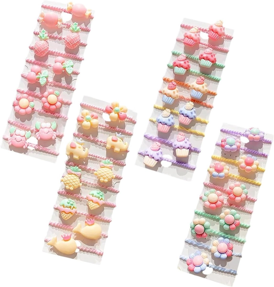 Kleurige Mini Haarbandjes voor Meisjes - 40 Stuks Elastische Haarbobbels voor Ponytails en Kinderhaar