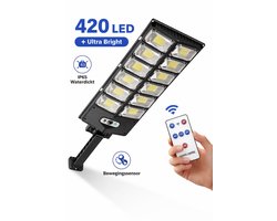 Zonne-energie LED Straatlamp 420 LED - Bewegingssensor Buitenlamp - Krachtige Tuin & Oprit Beveiligingslamp