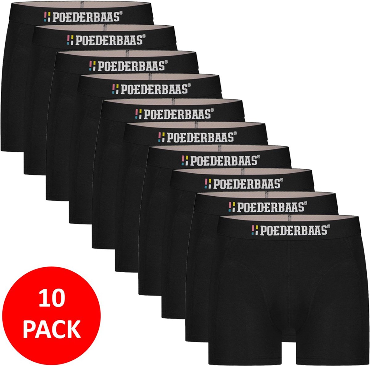 Poederbaas - Bamboe Boxershort Heren - 10 Stuks - Maat S - Zwart - Onderbroeken Heren - Bamboo