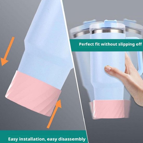 Bodembeschermer - 2-pack –Geschikt voor Stanley - Siliconen bekerhoes - Siliconen bodemhoes - Geschikt voor diverse bekers voor warme en koude dranken, drinkflessen, koffiemokken en hydratatieflessen - 7,5 x 4,3 cm — afbeelding 3