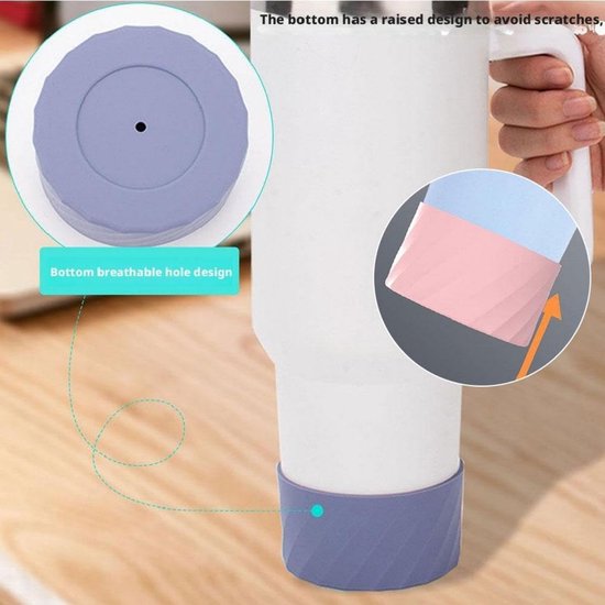 Bodembeschermer - 2-pack –Geschikt voor Stanley - Siliconen bekerhoes - Siliconen bodemhoes - Geschikt voor diverse bekers voor warme en koude dranken, drinkflessen, koffiemokken en hydratatieflessen - 7,5 x 4,3 cm — afbeelding 5