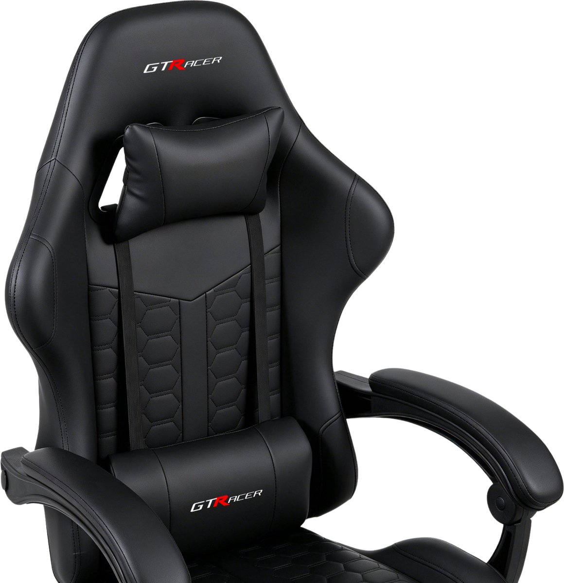 Gamestoelenland GTRacer Gaming Stoel Met Voetensteun Zwart - afbeelding 3