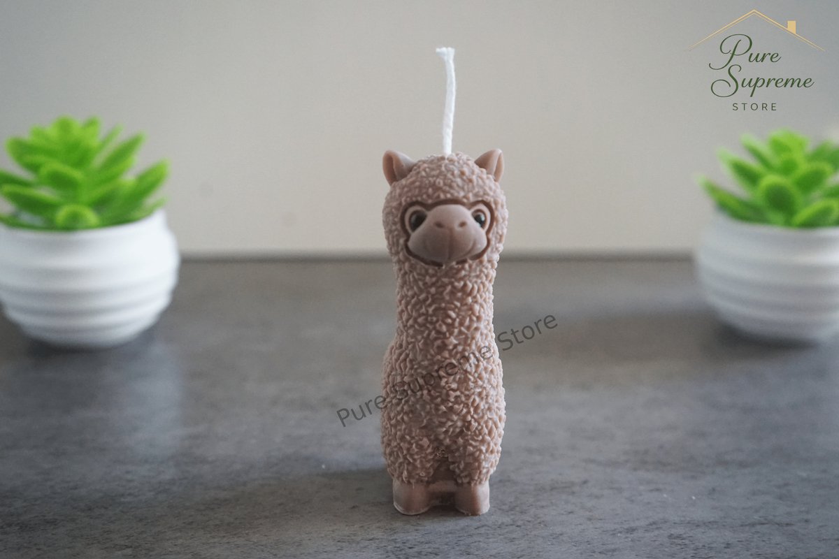 Decoratie kaars Alpaca bruin | Handgemaakt