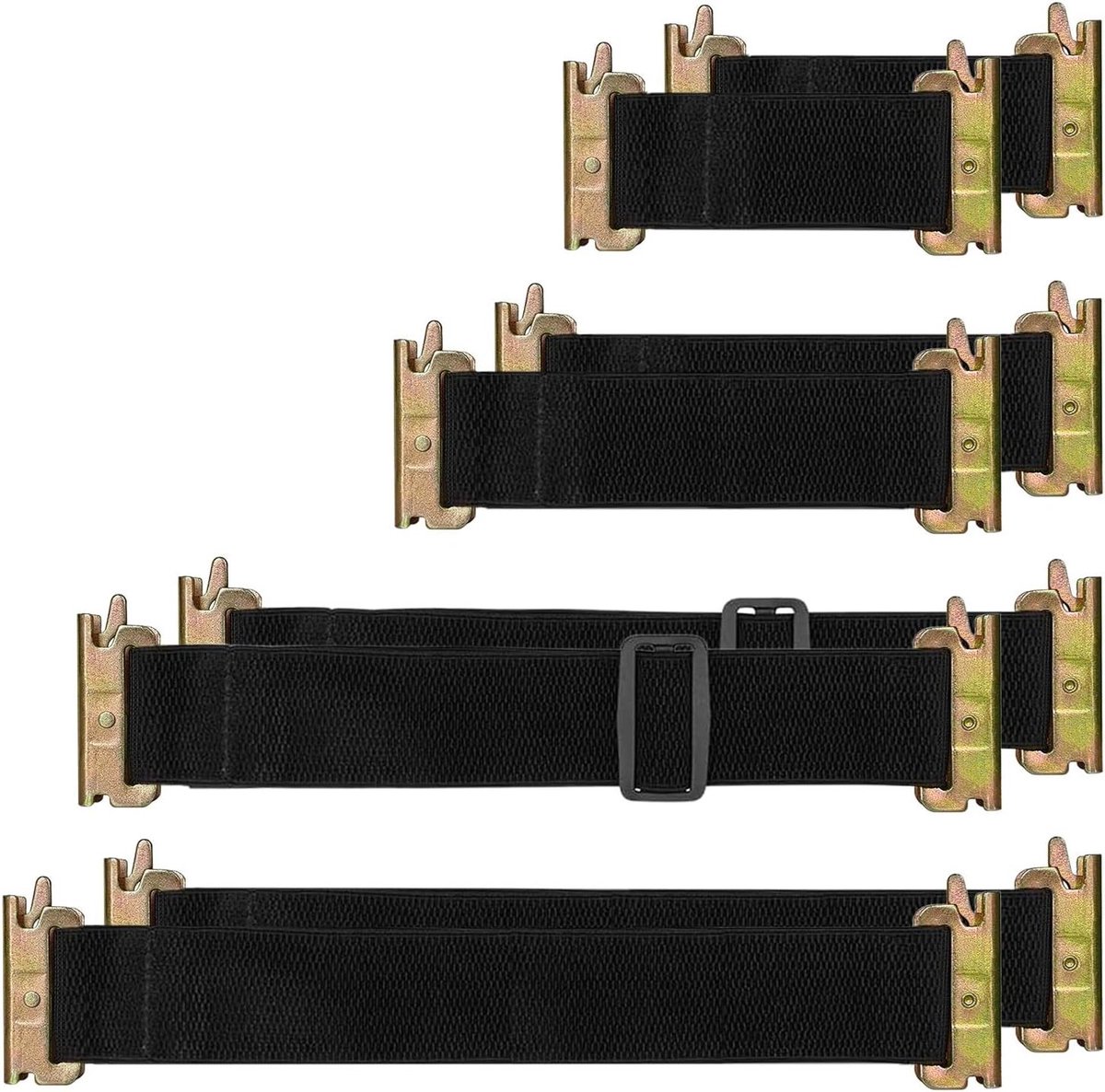 Spanbanden Set - Bungee Koorden - Vastzetten Gereedschap - E-Track Compatibel - 8 Delig Divers - Zwart