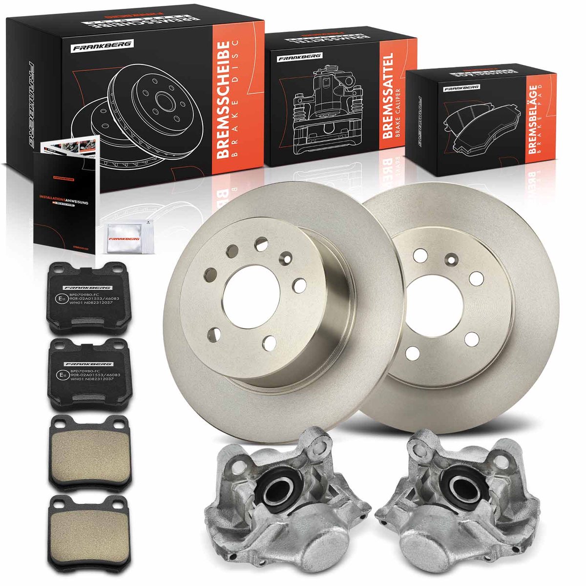 Frankberg 2x Remklauw+2x Remmen+4x Remblokken Achter voor Opel