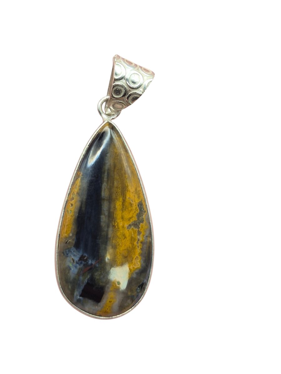 Pietersiet edelsteen hanger ingezet in 925 Sterling zilver