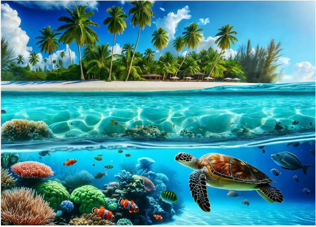 Legpuzzel Zeeschildpad - Puzzel Volwassenen - Ontspannend Tijdverdrijf - 1000 Stukjes - 69.8 x 49.8 cm - Levendige Oceaan