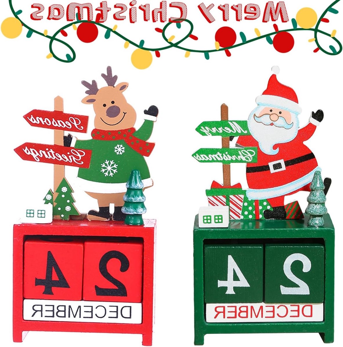 Houten Adventskalender voor Kerst, Duurzame Tafelkalender, Perfect voor Feestdecoratie en Cadeaus