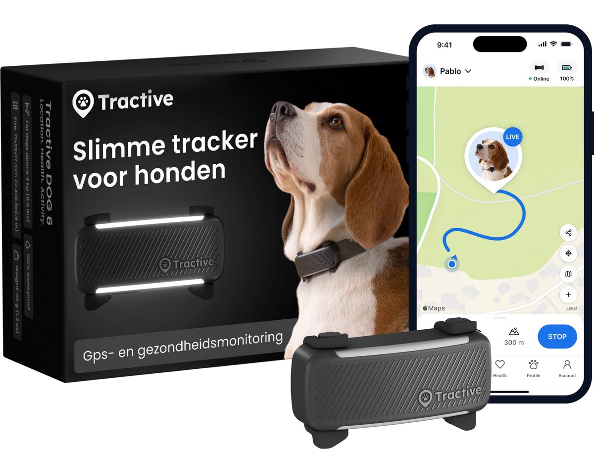 Tractive DOG 6 - GPS + Gezondheidsmonitor (Zwart)