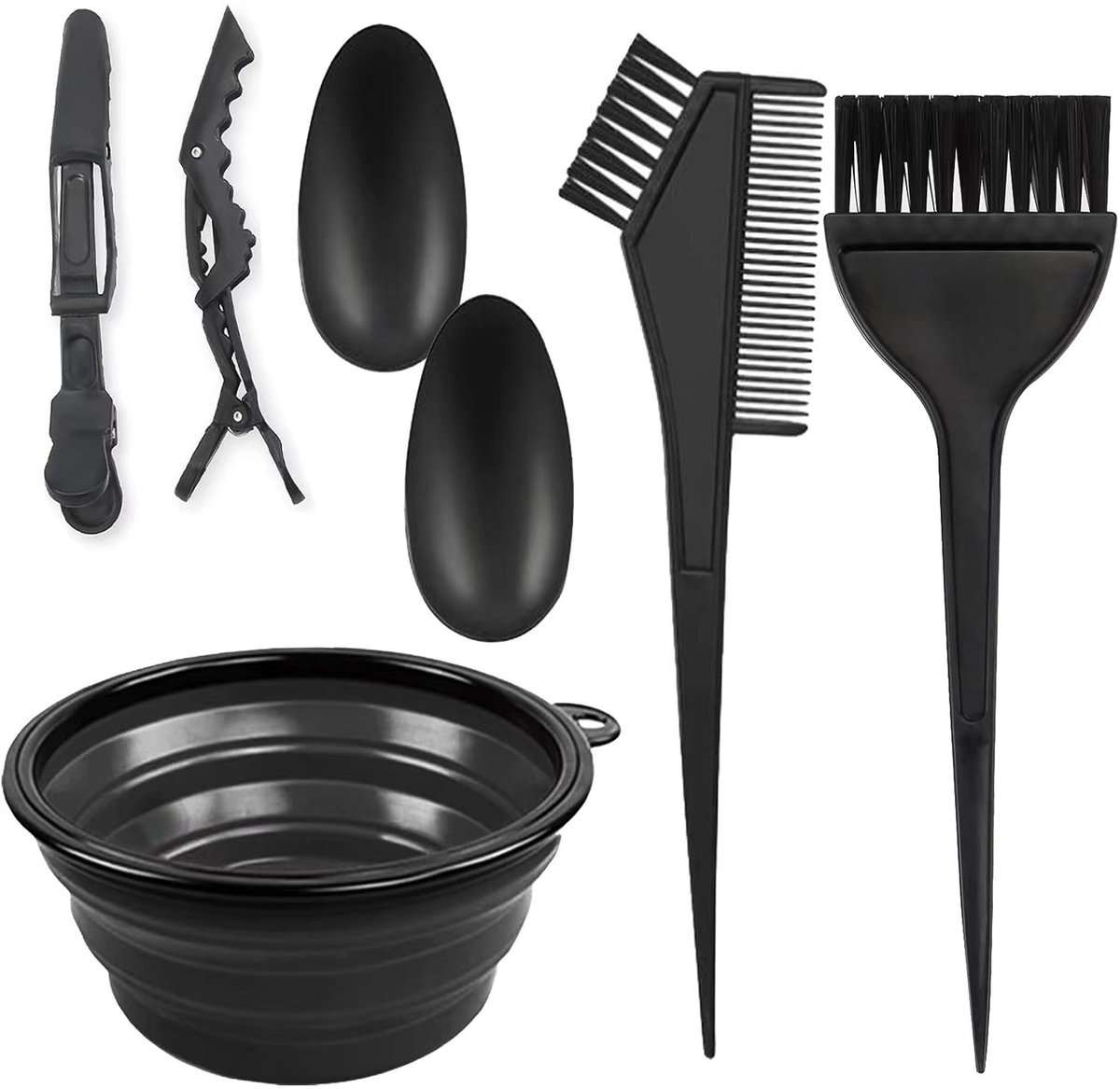 carmdering - Haarverf set 6 delig zwart- Kappers Producten - Verfkwast - Haar verf set- Haarverf bakje - Haarverf kwasten met bakje -het-zelf Salon En Thuis Haarkleuring Bleken Praktische Handige