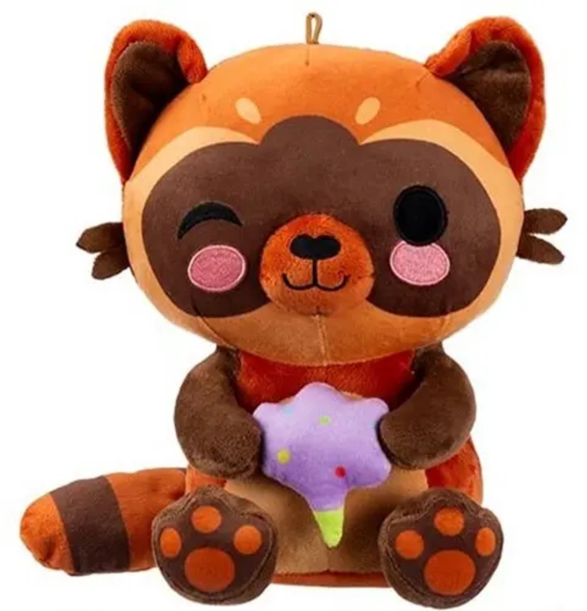 Wasbeer (Bruin) met IJsje Pluche Knuffel 20 cm - Raccoon Plush Toy - Speelgoed Knuffels voor Kinderen Jongens Meisjes