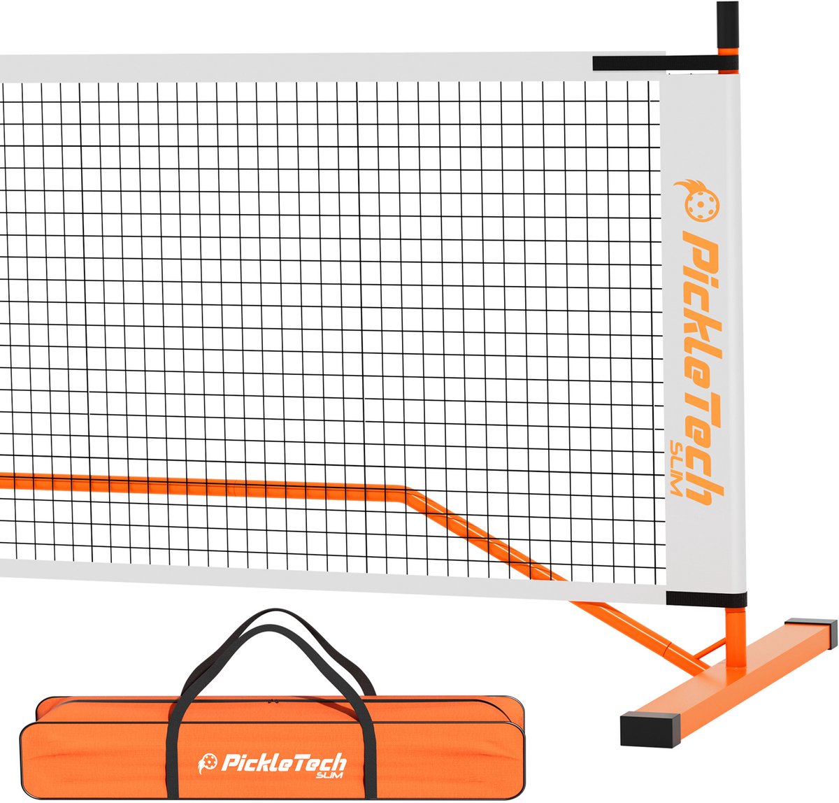 Pickleball Set Compleet Oranje – Versterkt Net 3.0 Pro Oranje met 4 Paddles en 4 Ballen – Draagbaar – AMA Sport