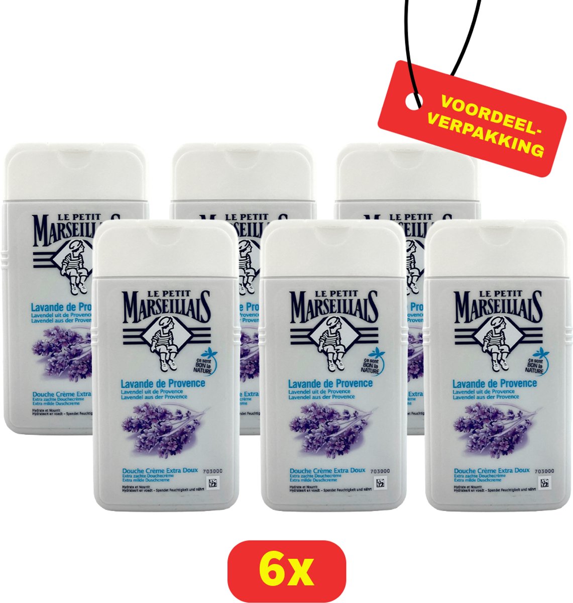 Le Petit Marseillais - extra zachte douchecrème - hydraterend - 6x - Voordeelverpakking!