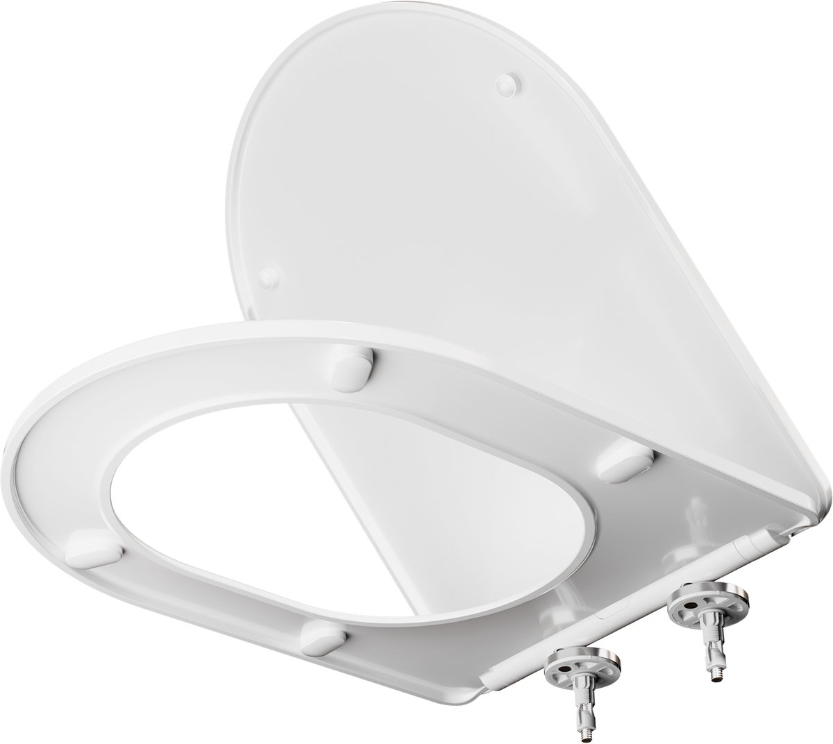 KUTAS Toiletbril D-vorm - Thermoplast - WC Bril - Soft Close & Easy Clean - Krasbestendig - Afklikbaar - Belastbaar 250 kg - Universele Pasvorm - Wit