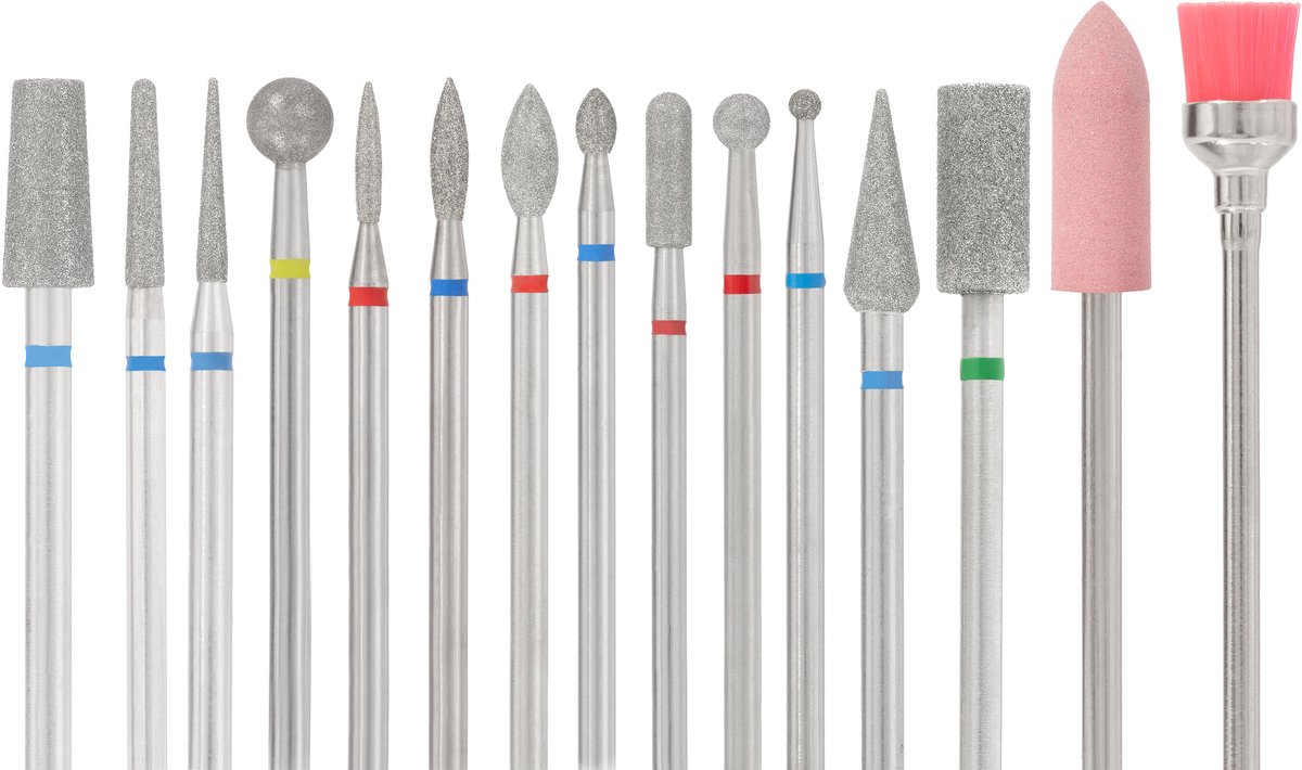 FOOCCA® Premium Diamond / Diamant Nagelfrees Bitjes - Set 15 Stuks - Elektrische Nagelvijl Opzetstukjes - Diamanten Nagel Bitjes - Universeel Formaat Nagel Bits - Manicure en Pedicure - Nagel Frees
