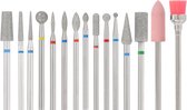 FOOCCA® Premium Diamond / Diamant Nagelfrees Bitjes - Set 15 Stuks - Elektrische Nagelvijl Opzetstukjes - Diamanten Nagel Bitjes - Universeel Formaat Nagel Bits - Manicure en Pedicure - Nagel Frees