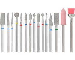 FOOCCA® Premium Diamond / Diamant Nagelfrees Bitjes - Set 15 Stuks - Elektrische Nagelvijl Opzetstukjes - Diamanten Nagel Bitjes - Universeel Formaat Nagel Bits - Manicure en Pedicure - Nagel Frees