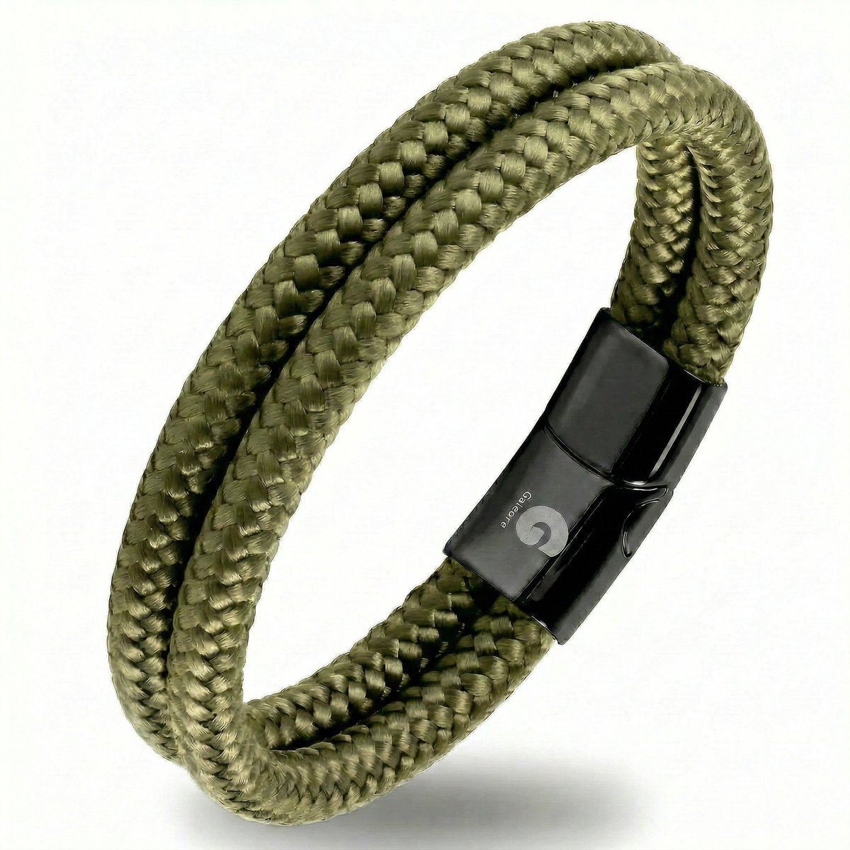 Heren Armband Dubbel Snoer Army Green Nylon Galeara Design NOA 19,5cm