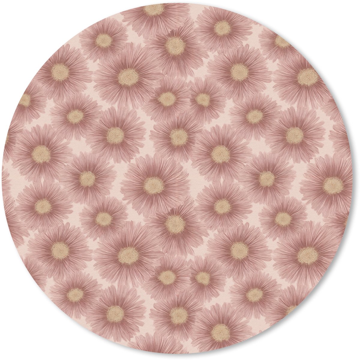 Muismat rond 50x50 cm - Mousepad Gerbera - Bloemen - Roze - Ronde muismatten