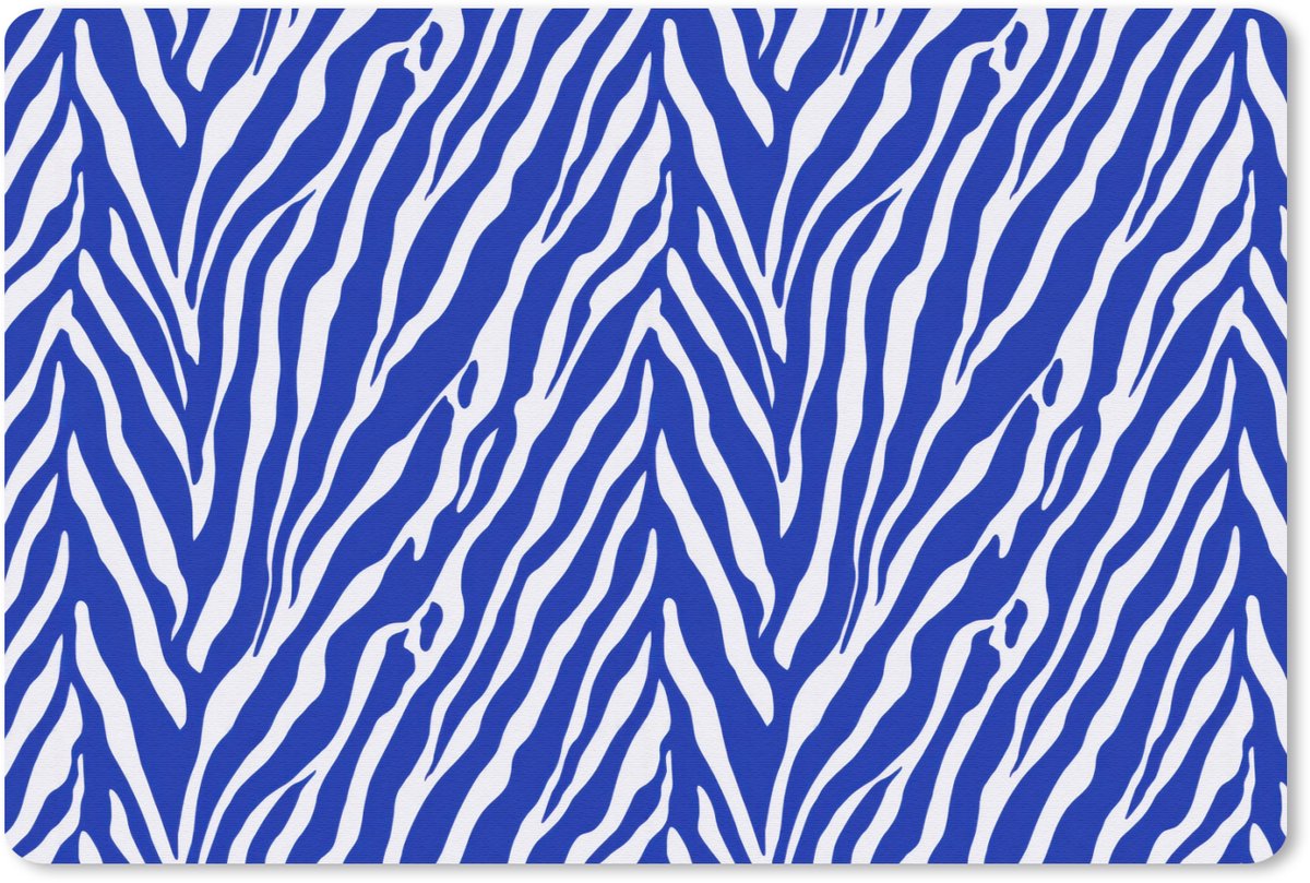 Muismat 13x8 cm - Mousepad Zebra - Patroon - Kobalt - Blauw - Muismatten