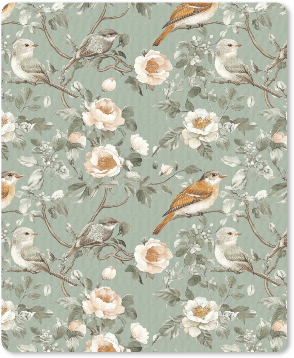 Muismat 12x16 cm - Mousepad Roze - Vogels - Kleurrijk - Muismatten