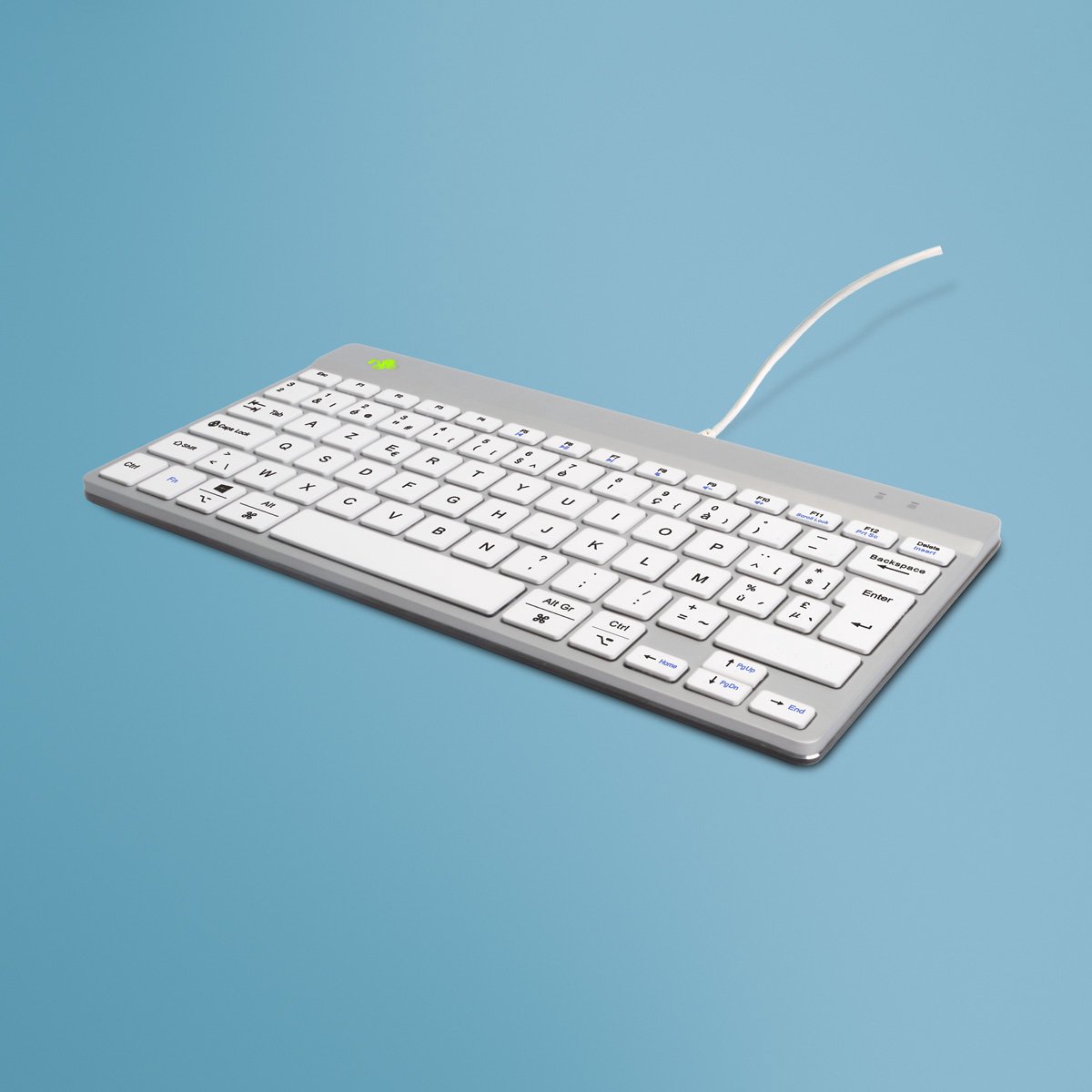 R-Go Compact Break Toetsenbord - Met pauzesoftware - Mini USB toetsenbord - Ergonomisch - AZERTY(BE) - Bedraad - Wit