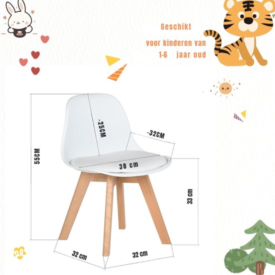 Quvo® Peuterstoel - Kinderstoel - Peuter Stoel - geschikt voor kinderen van 1-6 jaar - Wit - 32cm x 38cm x 55cm van Merkloos — afbeelding 4